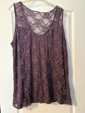 Torrid Plum Lace Overlay Sleeveless Tank